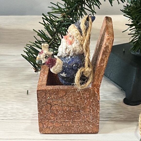 Vintage Glitter Santa Jack In The Box Reindeer Pull Toy Christmas Ornaments Lot - Picture 7 of 16